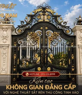 Cửa Cổng Sắt Mỹ Thuật Dát Vàng Sang Trọng