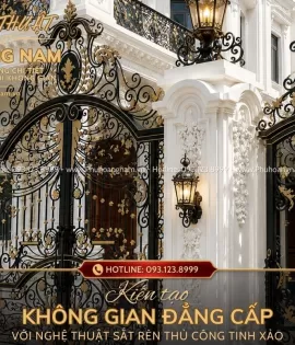 Cửa Cổng Sắt Mỹ Thuật Hoa Văn Tân Cổ Điển 2 Cánh