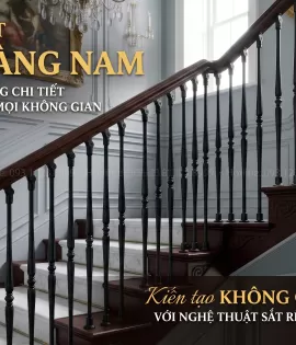 Lan can cầu thang sắt mỹ thuật đơn giản