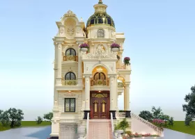 Thi công lâu đài tiền giang- Lan can thông tầng, cổng sắt rèn mỹ thuật