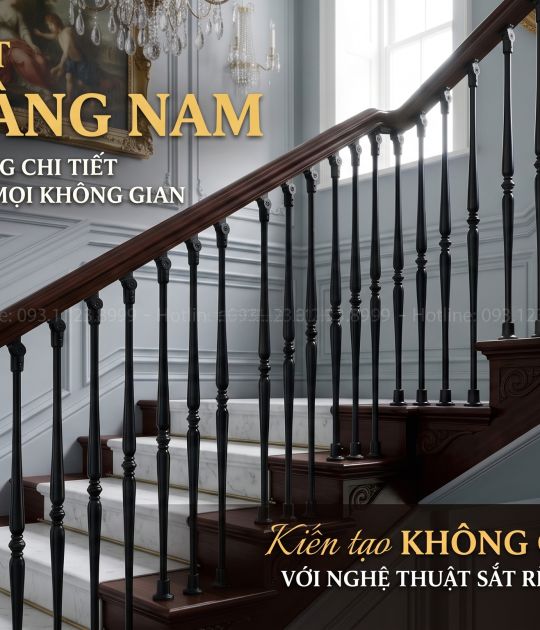 Lan can cầu thang sắt mỹ thuật 