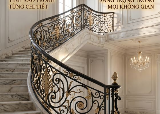 Lan can cầu thang sắt mỹ thuật cao cấp