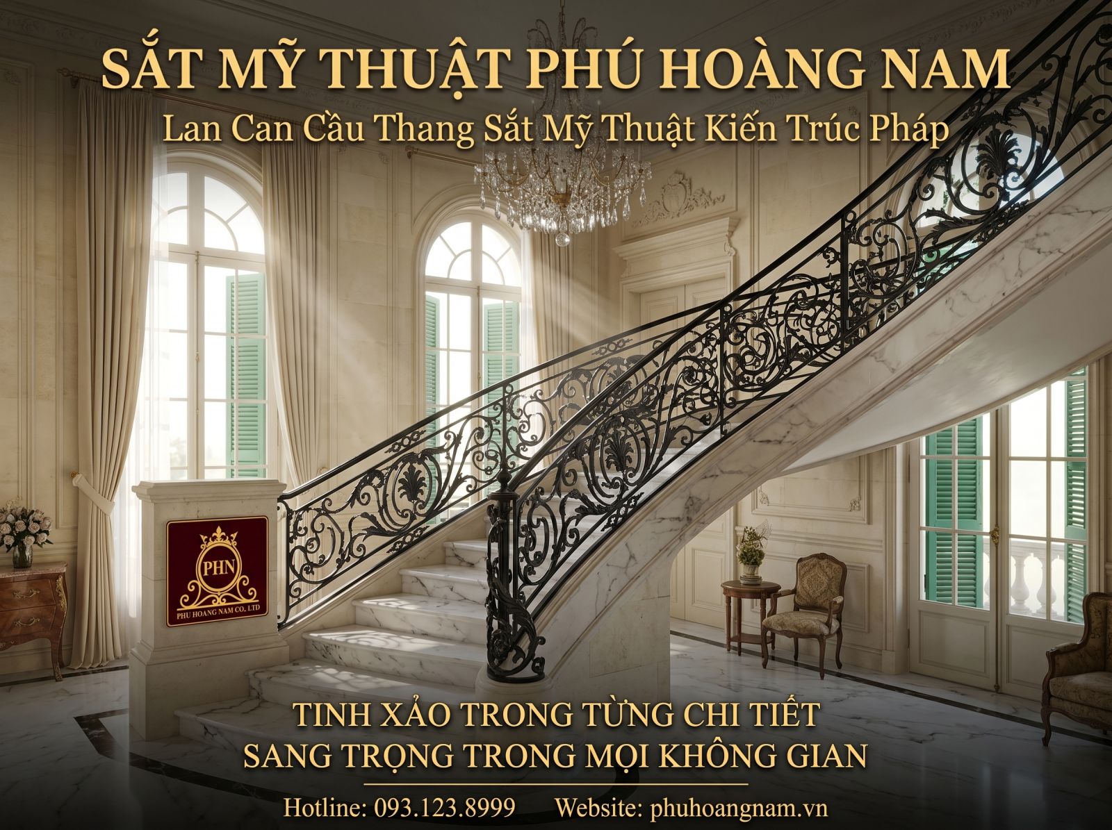 Lan can cầu thang sắt mỹ thuật