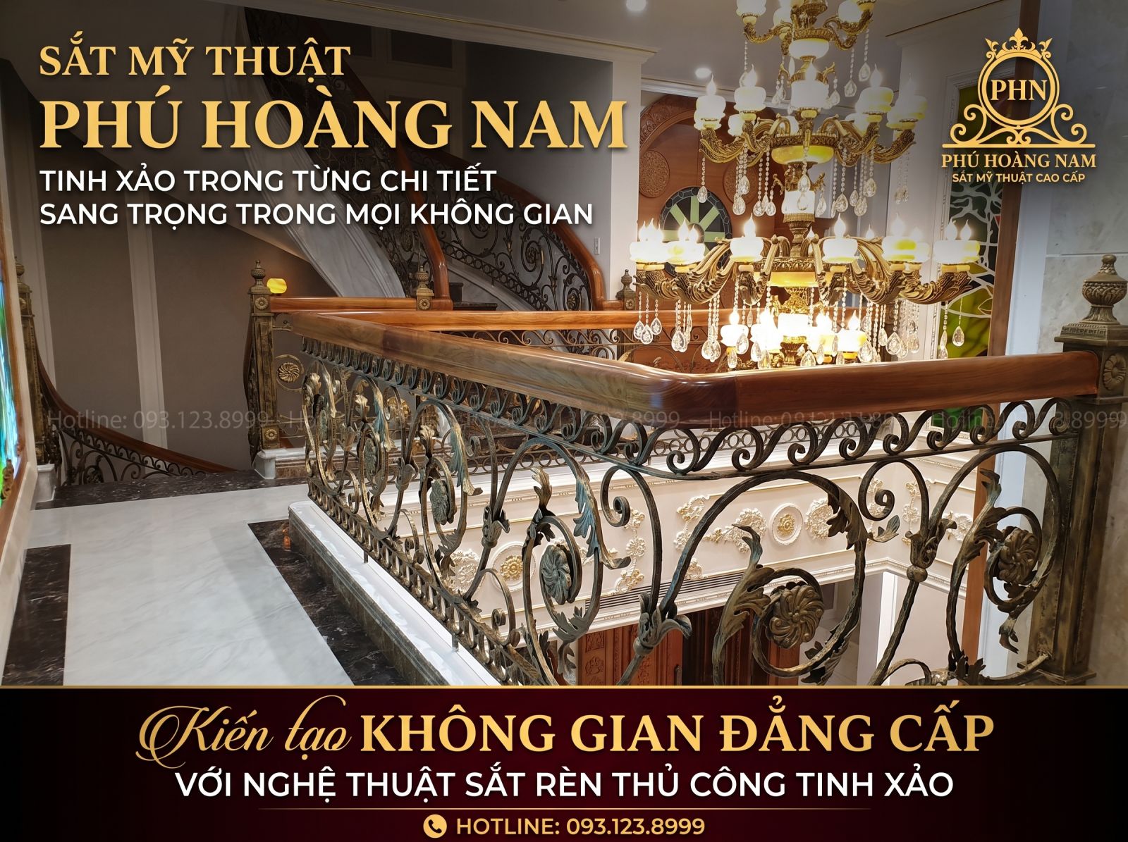 Lan can sắt rèn thông tầng