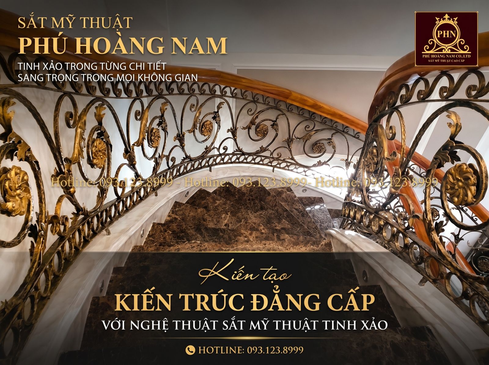 Lan Can Cầu Thang Sắt Rèn Cao Cấp Phú Hoàng Nam