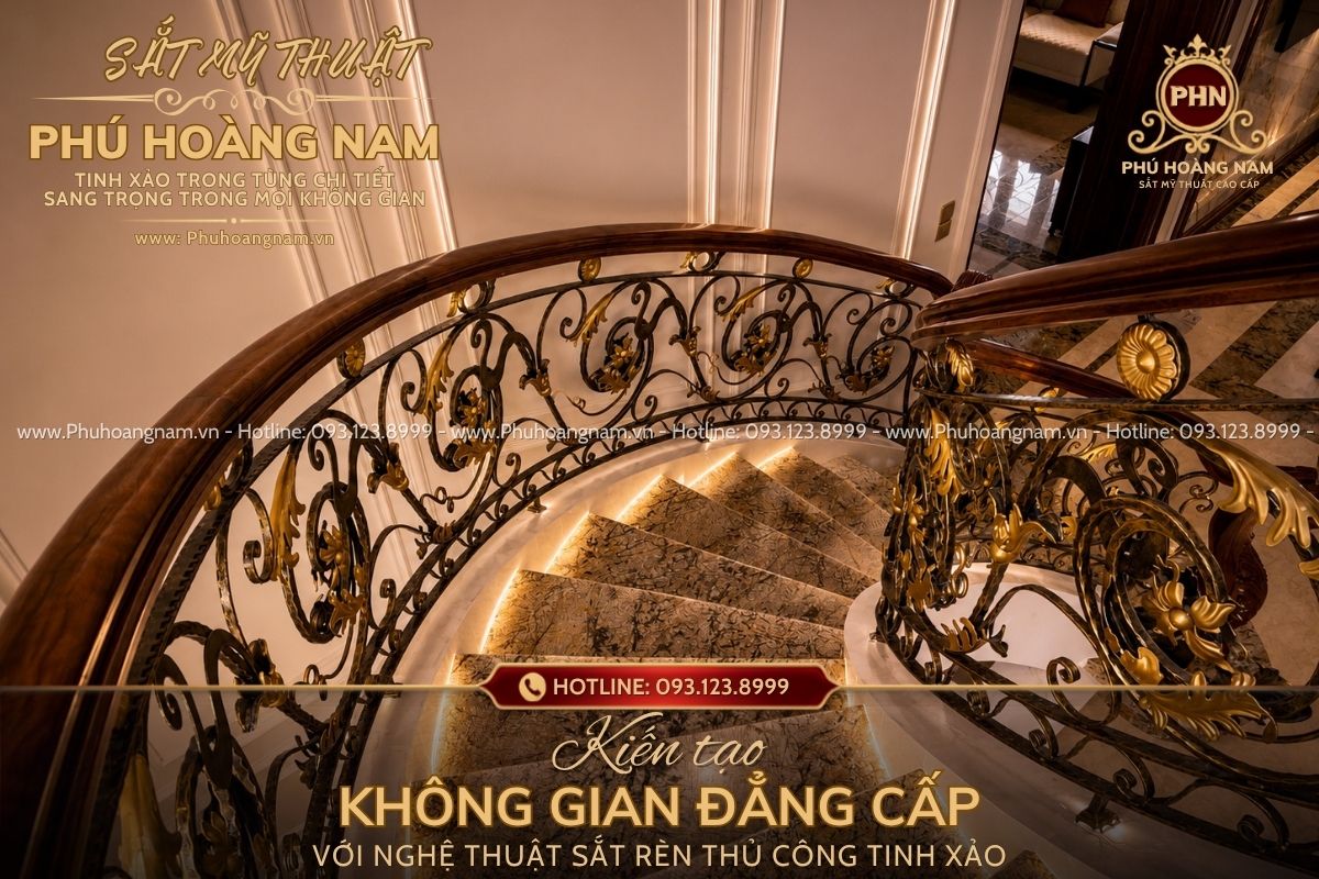 Lan can cầu thang sắt mỹ thuật cao cấp