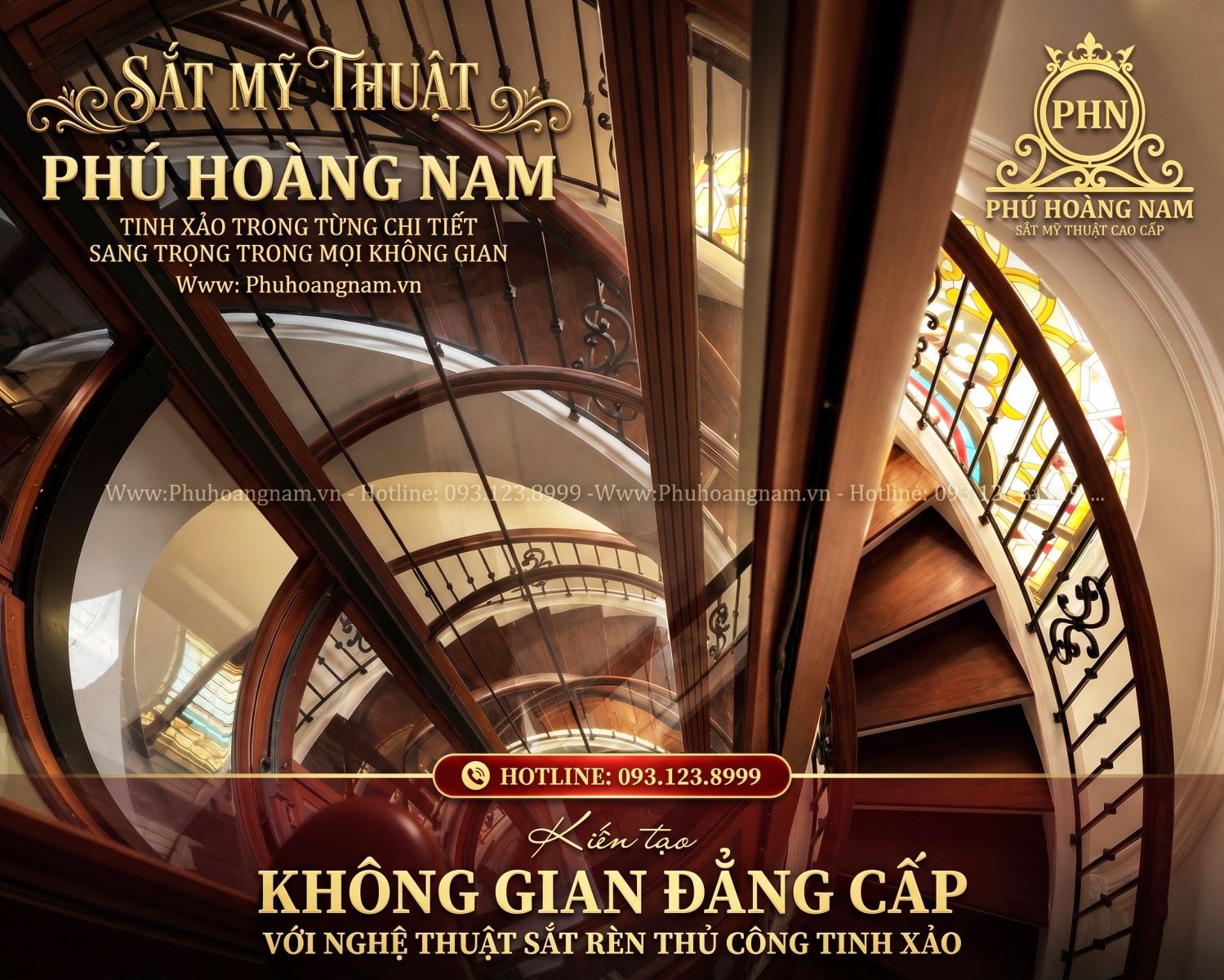 Lan can sắt cho thang máy tròn